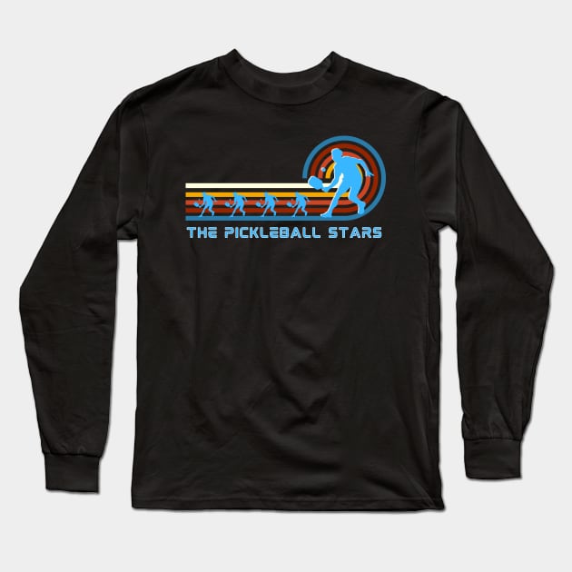 The Pickleball Stars, Pickleball Players team, retro vibe Long Sleeve T-Shirt by KIRBY-Z Studio